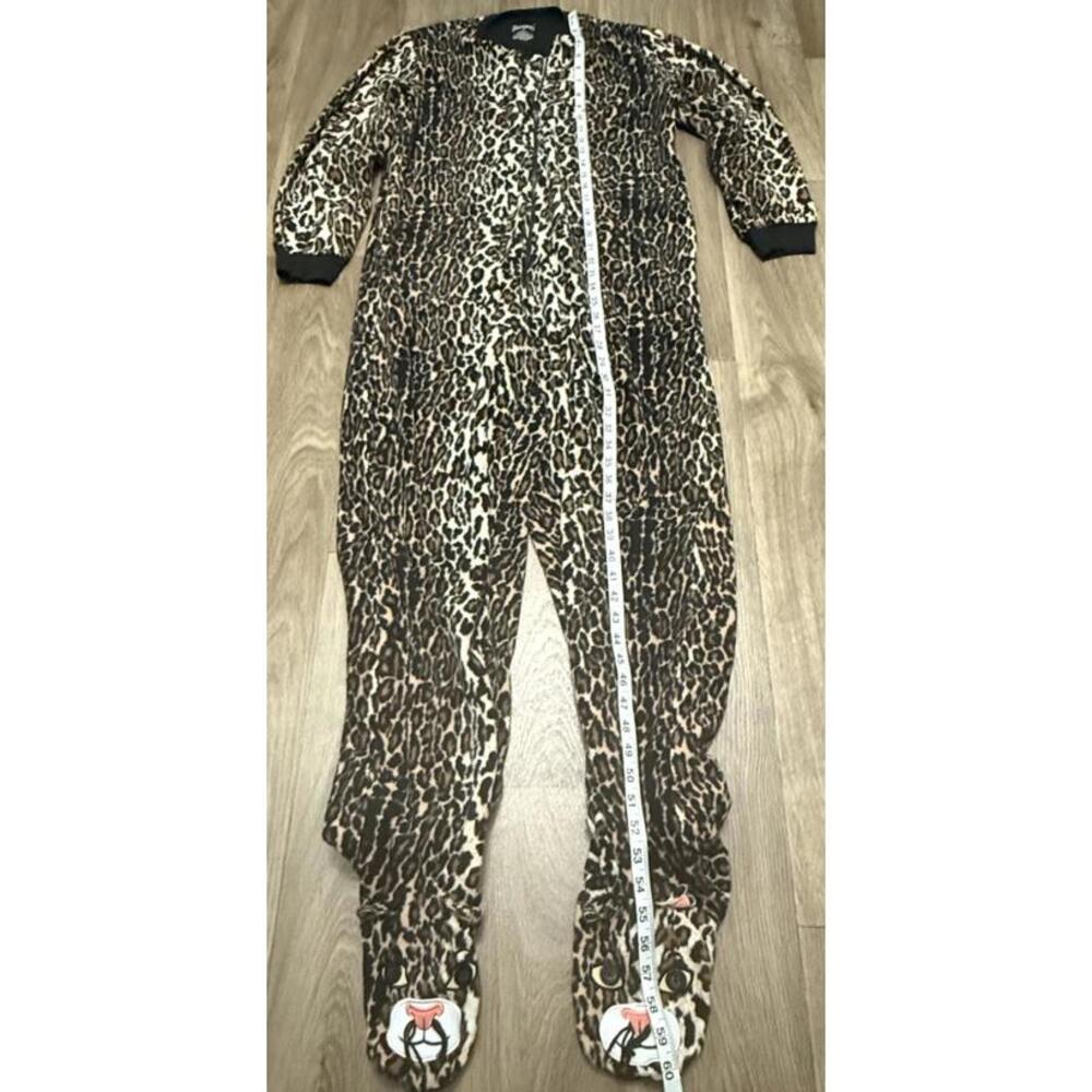 Nick & Nora women's size M animal cheetah/cat print one piece fleece pj pajama